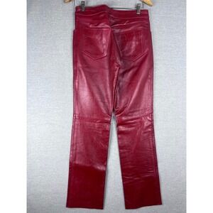 Esprit Red Leather Pants Vintage 100% Leather Straight Leg 5322370 Womens 7/8